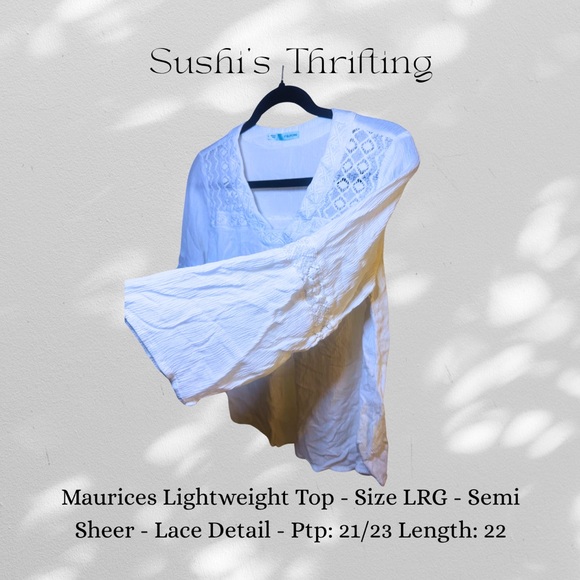 Maurices White Lace 3/4 Sleeve Blouse - Picture 2 of 6